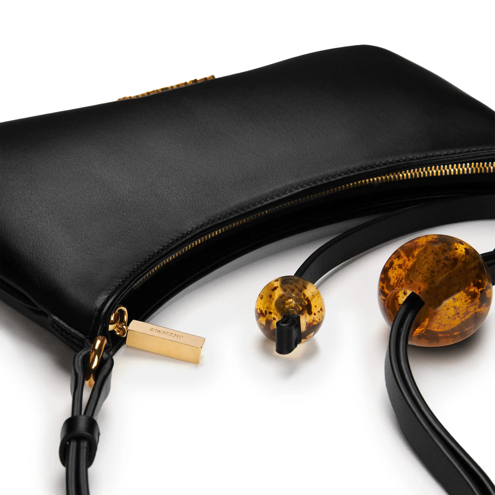 Detail view of Jacquemus Le Bisou Perle Black Shoulder Bag 231BA057-3000-990